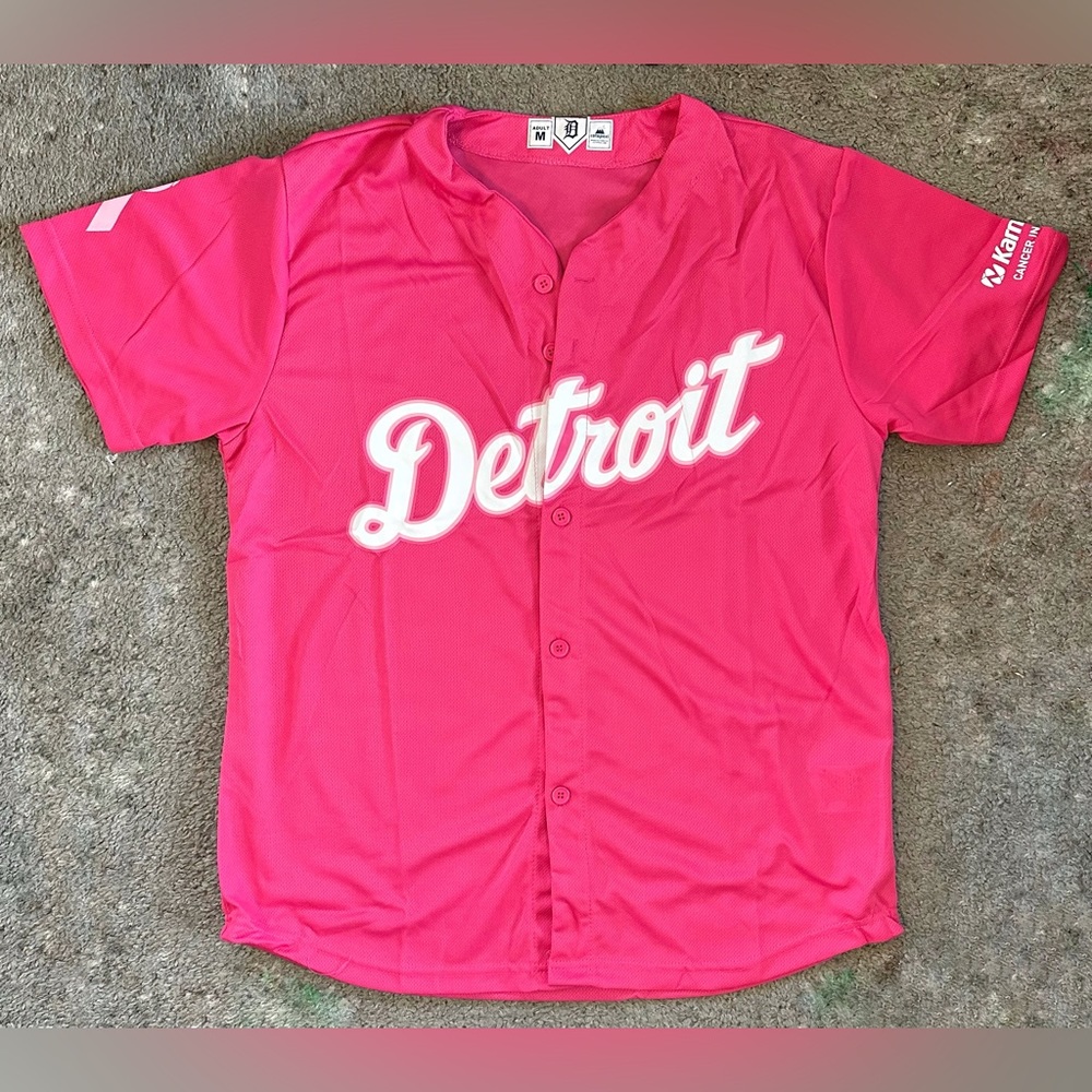 Athletic Barbie Core: Pink Detroit Button-up Jersey
